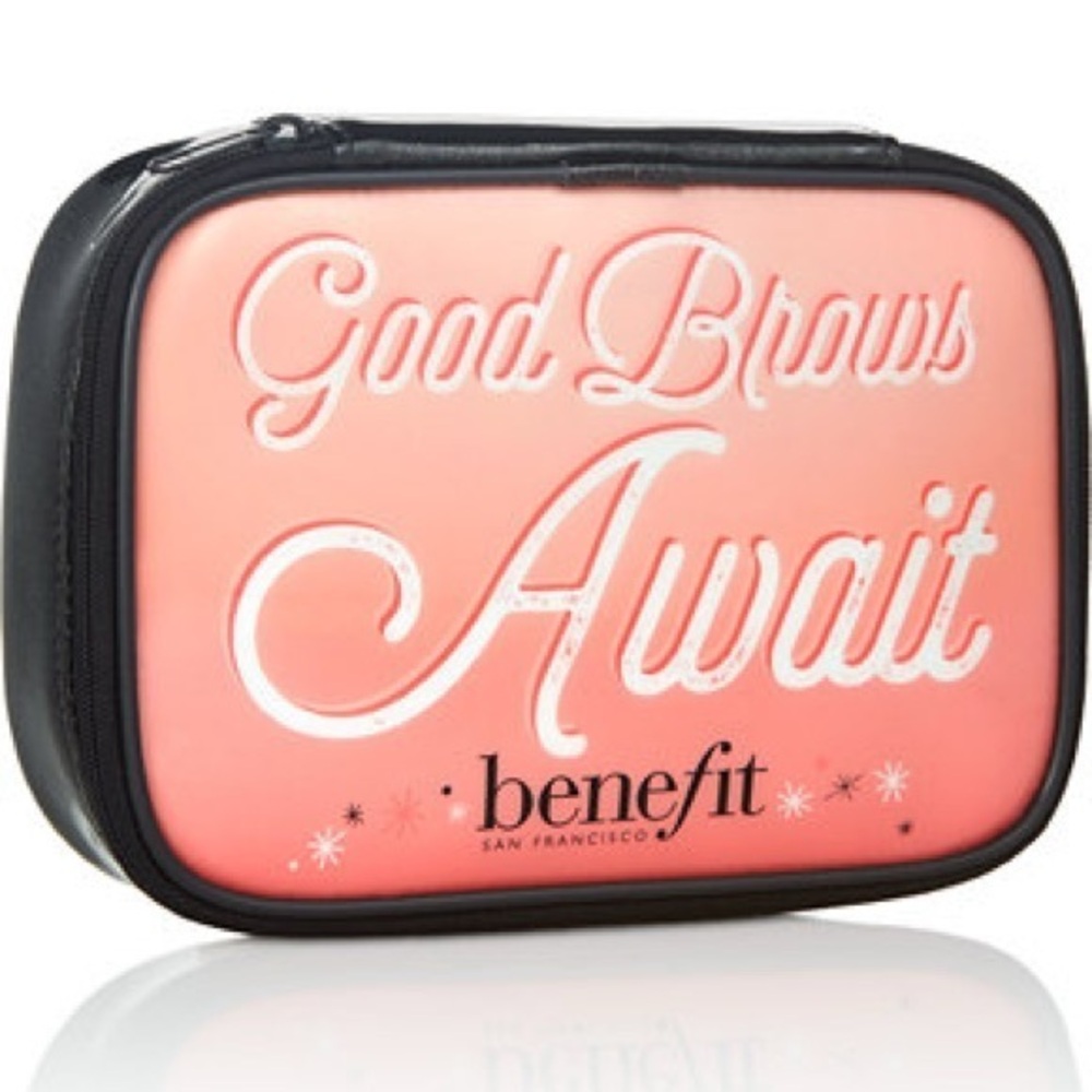 Benefit Cosmetics Good Brows Await Makeup Bag Black Pink Cosmetic Case